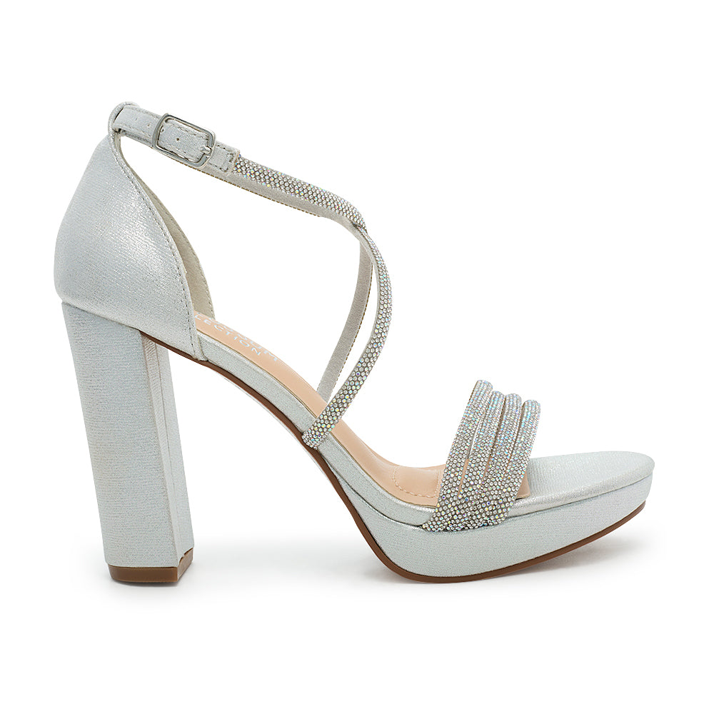 Wholesale Black Nude Silver Shoes | Block Heel | Blossom Footwear