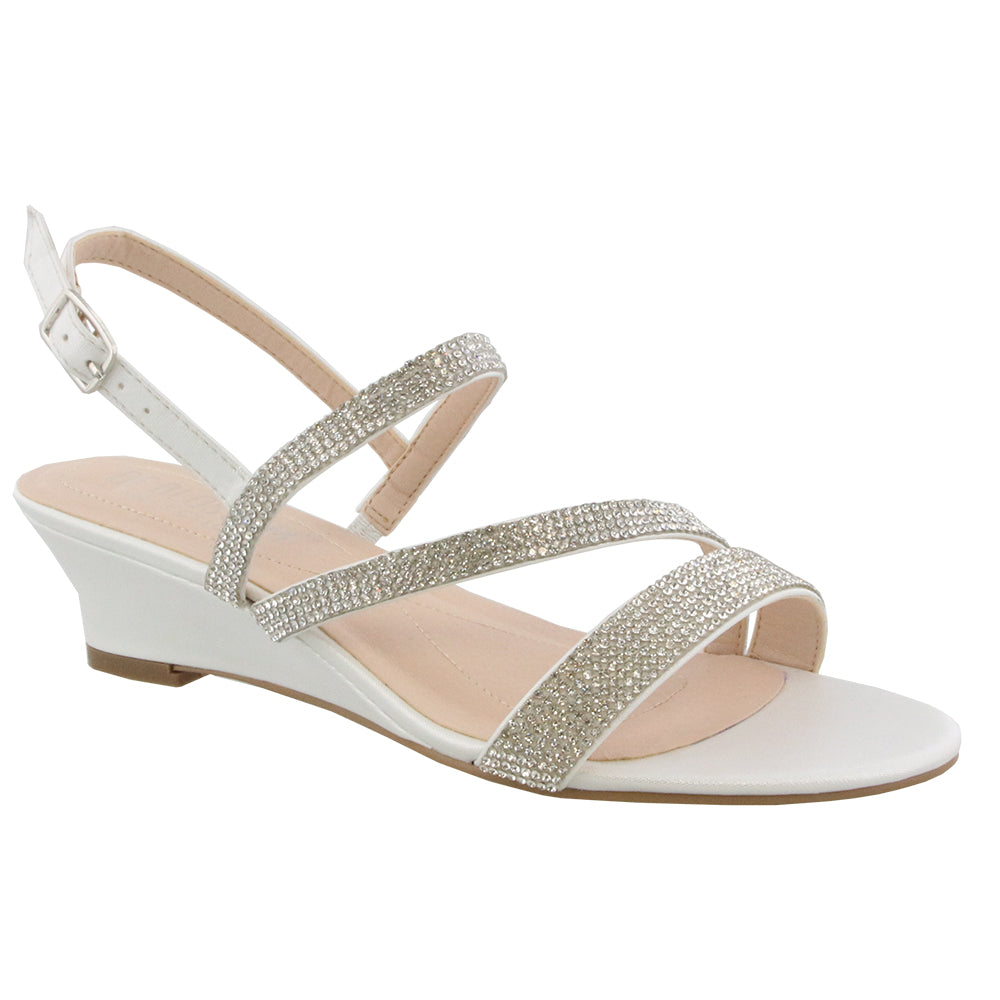 Wholesale Wedding Shoe Low Strappy Wedge De Blossom Footwear